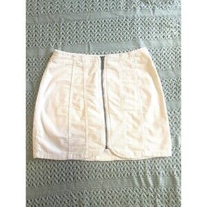 We The Free Womens Free People Ivory Layla CordFront Zip Mini Skirt Sz 2
